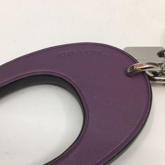 Coach F87112 Embellished C ‘C’ Bag Charm Key Ring Purple Leather Jeweled Silver - Picture 10 of 16